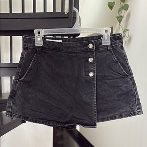 Zara Black Asymmetrical Denim Skort